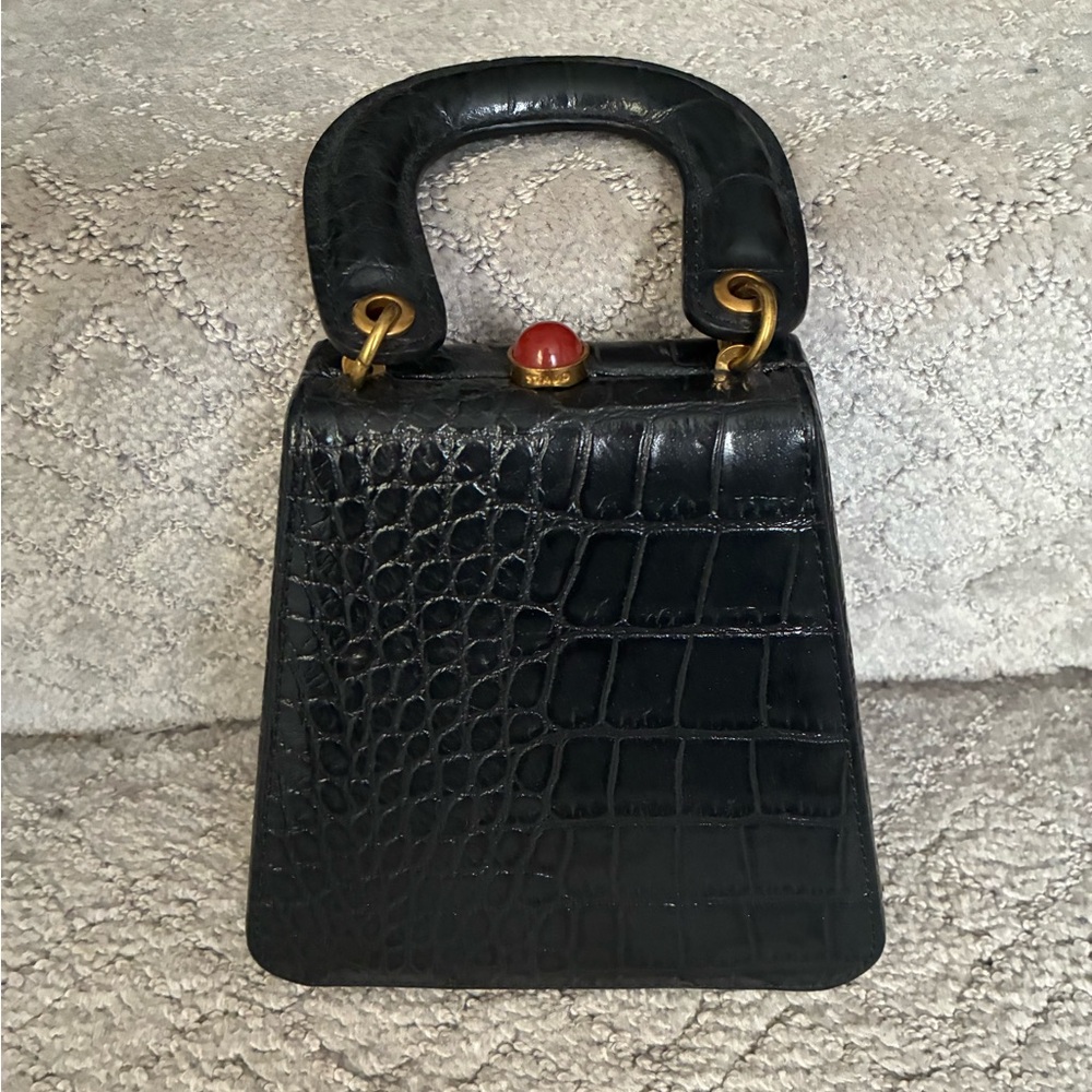 STAUD Crocodile-Embossed Handbag